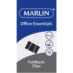 Marlin Office Essentials fold back clips 19mm 12’s  